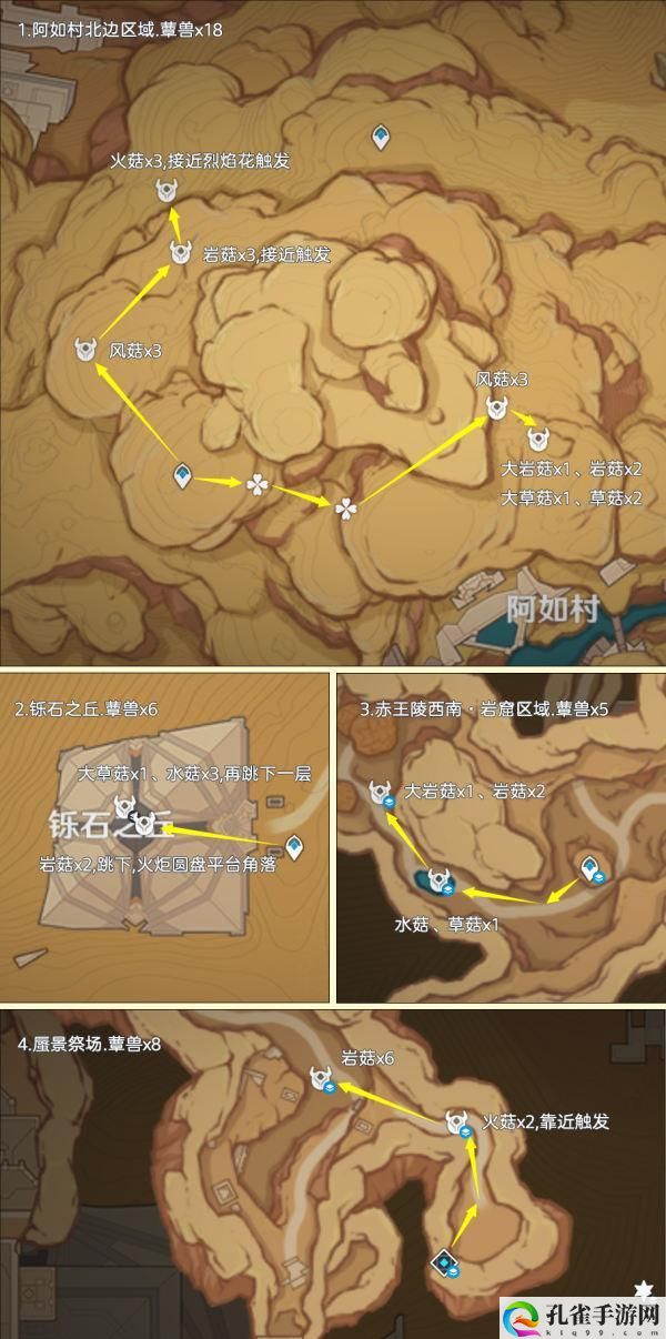 原神4.4草神蕈兽孢子突破材料怎么收集-蕈兽孢子高效率讨伐路线