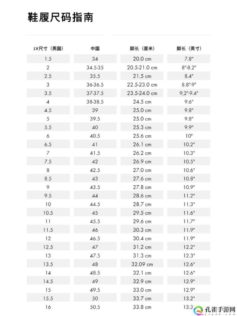 欧洲尺码日本尺码美国欧洲lv